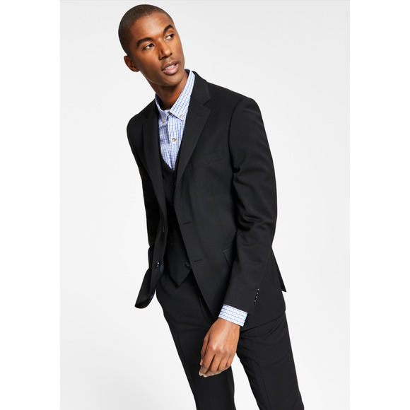 Tommy Hilfiger Men Modern Fit Wool Blend Suit Jacket Black Size 42R